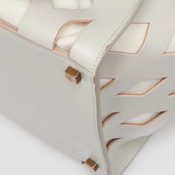 Celine Pale Grey Calfskin Leather Medium Cutout Phantom Luggage Tote Bag - Picture 12 of 12